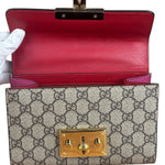 Gucci Padlock Medium Leather Chain Shoulder Bag Beige/Red/Pink