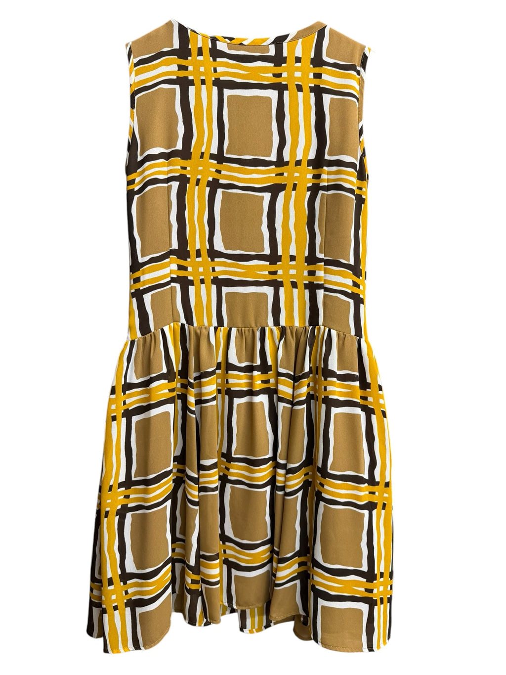 Burberry Blue Label Polyester Brown Wavy Check Mid-Length Dress