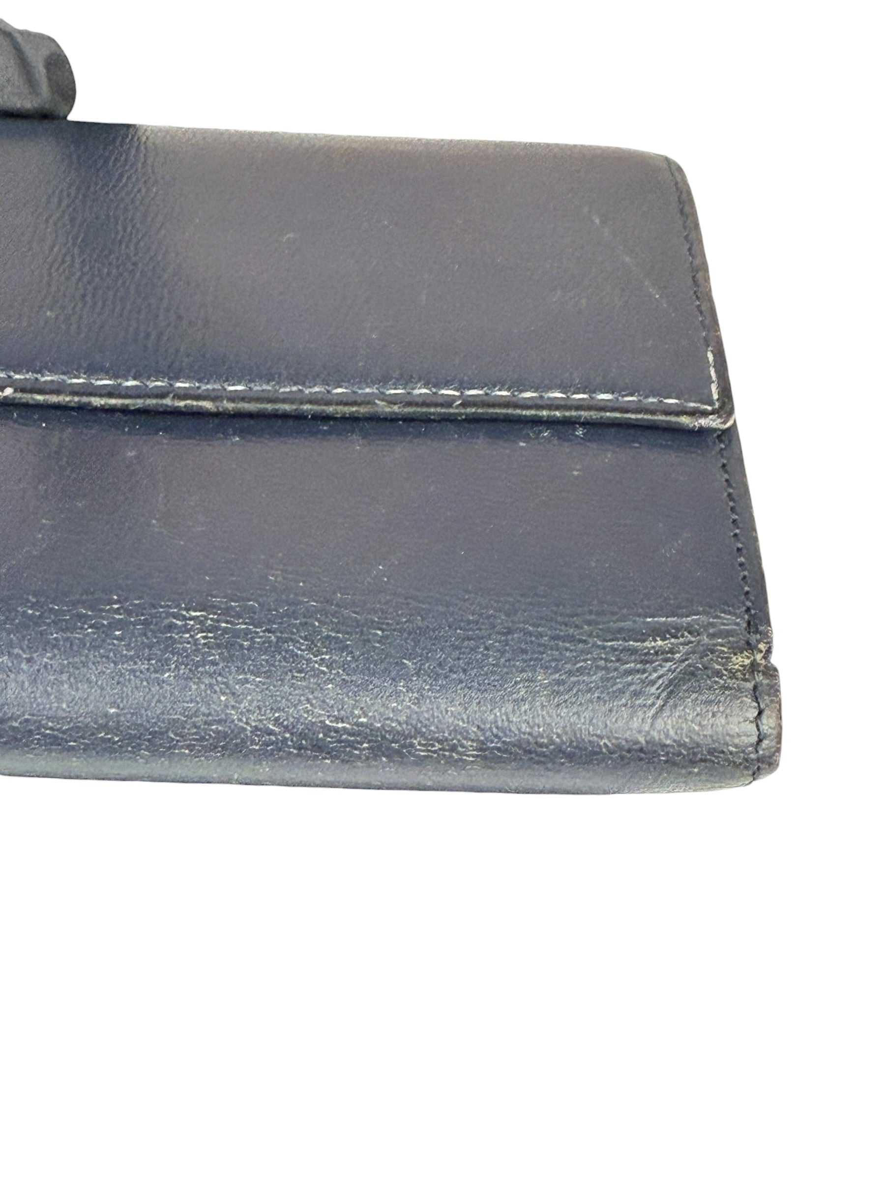 Givenchy Vintage Navy Blue Leather Compact Emblem Wallet 4G