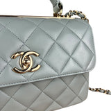 Chanel CC Trendy Blue Leather Flap Top Handle Bag