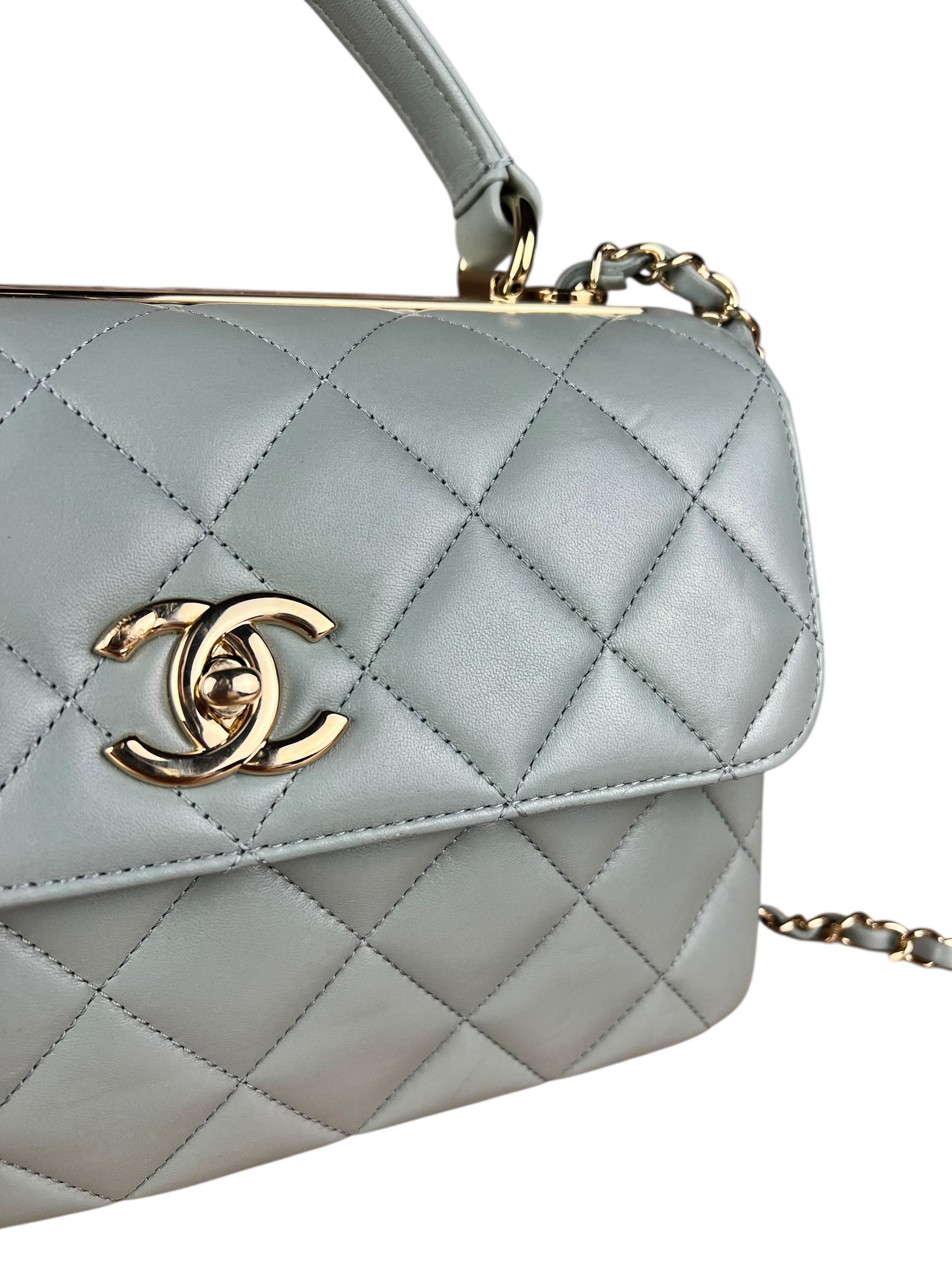 Chanel CC Trendy Blue Leather Flap Top Handle Bag