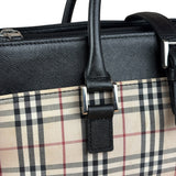 Burberry Vintage Leather Trim House Check Top Handle Bag