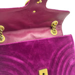 Gucci Magenta Velvet Marmont Matelasse Shoulder Bag