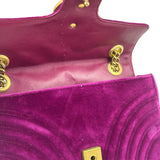 Gucci Magenta Velvet Marmont Matelasse Shoulder Bag