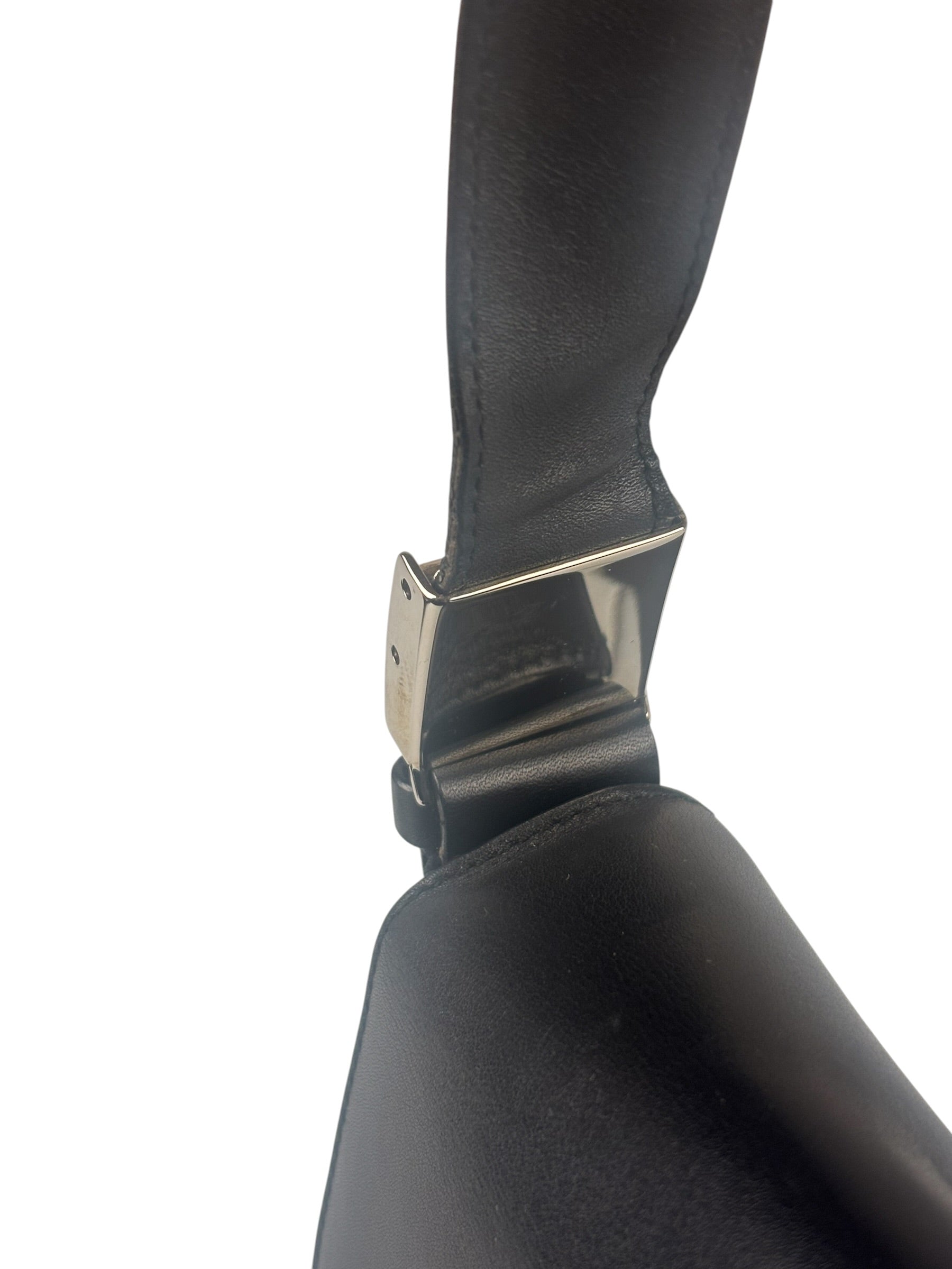 Ferragamo Vintage Black Leather Flap Shoulder Pochette