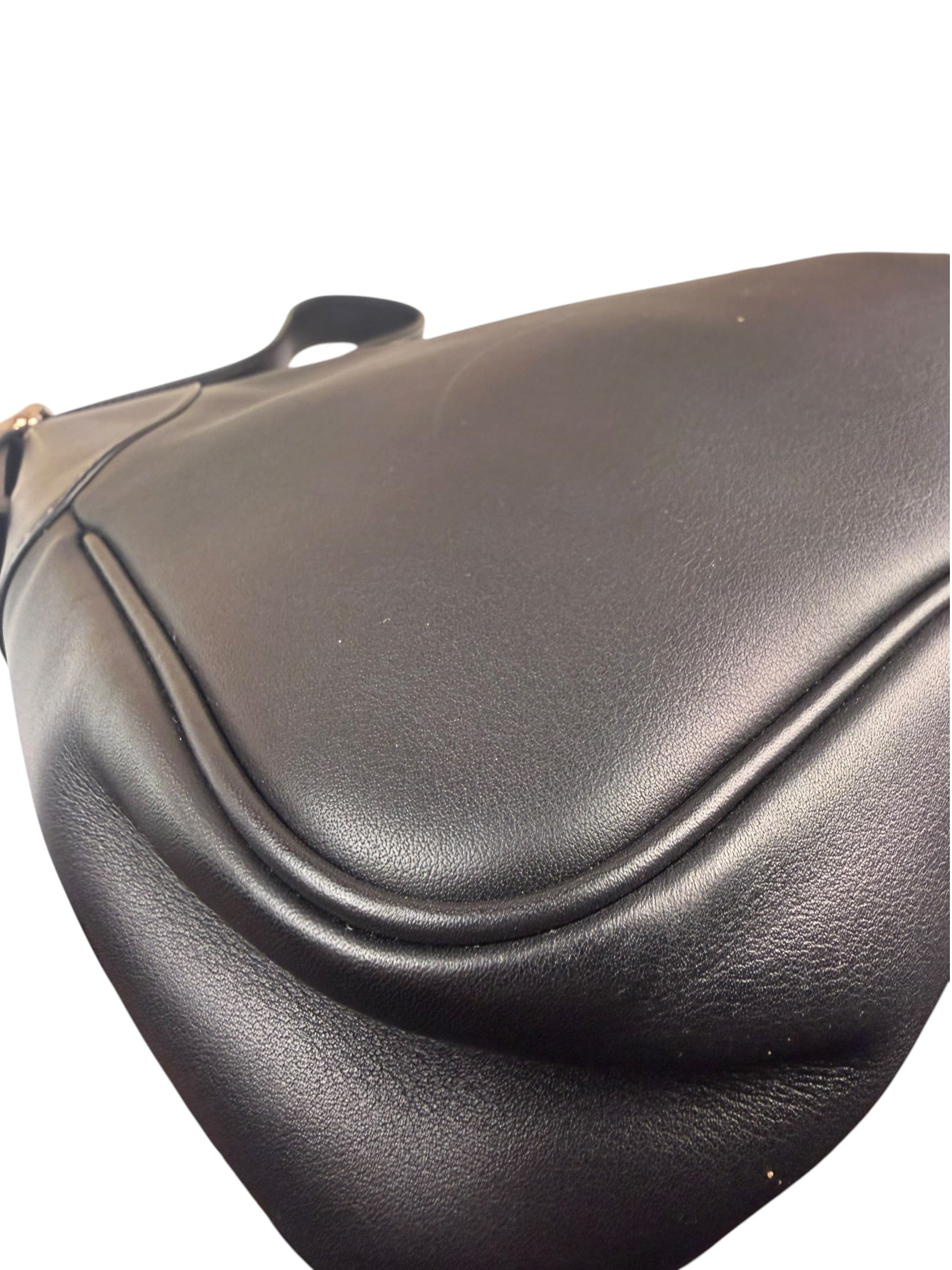 Gucci Black Leather GG Emblem Hobo Bag