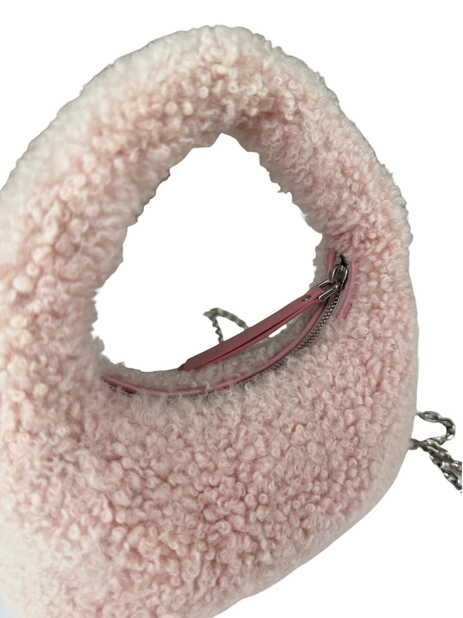 Miu Miu Pink Wool Teddy Two-Way Hobo Bag