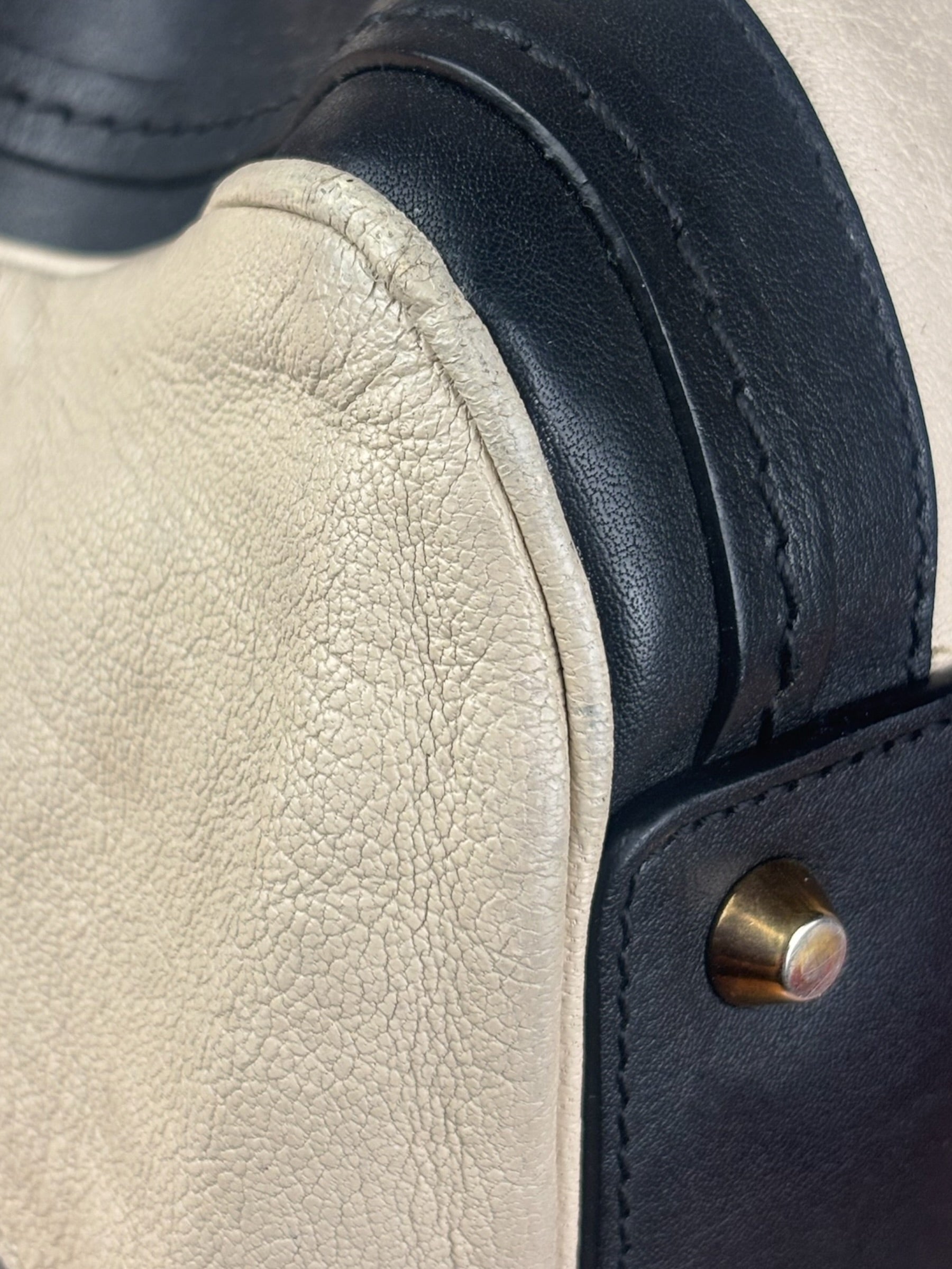 Chloe Beige/Black Leather Alice Satchel/Tote Bag