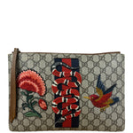 Gucci GG Supreme Kingsnake Hummingbird Embroidered Clutch Pouch