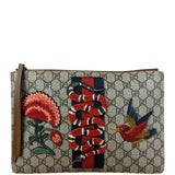Gucci GG Supreme Kingsnake Hummingbird Embroidered Clutch Pouch