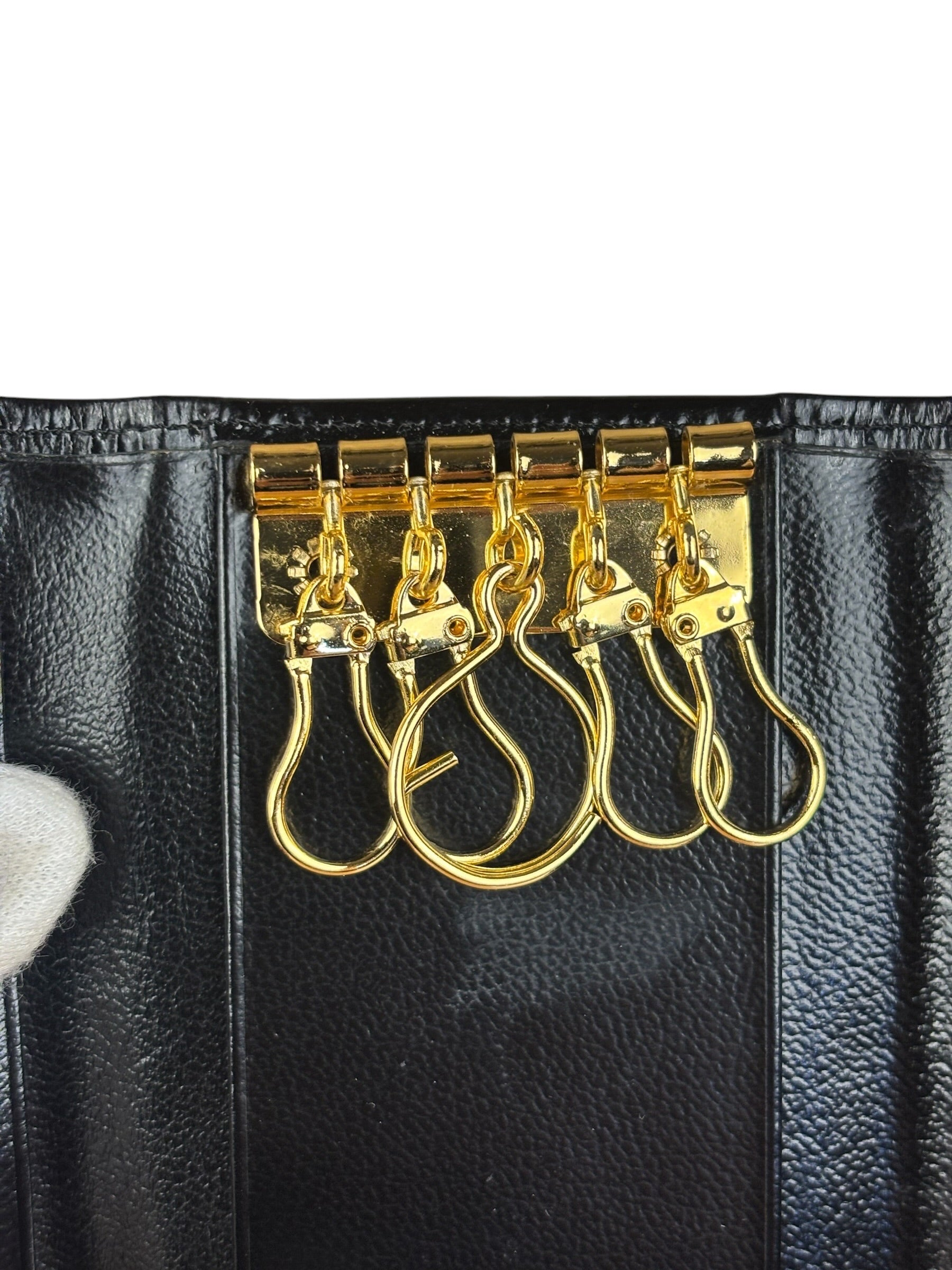 YSL Vintage Black Leather Trifold 5 Ring Key Case/Wallet