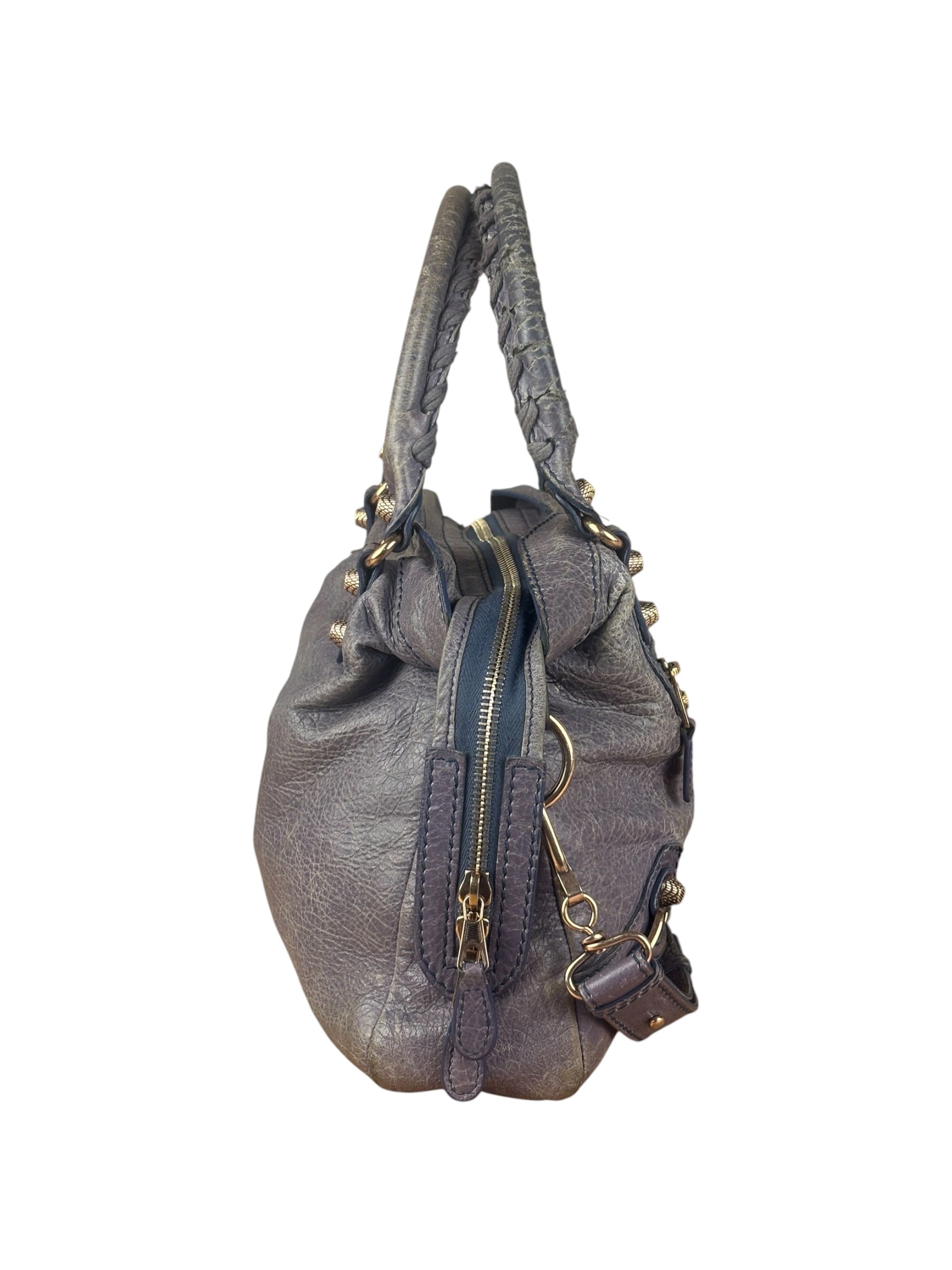 Balenciaga Vintage Distressed Purple Leather City Bag