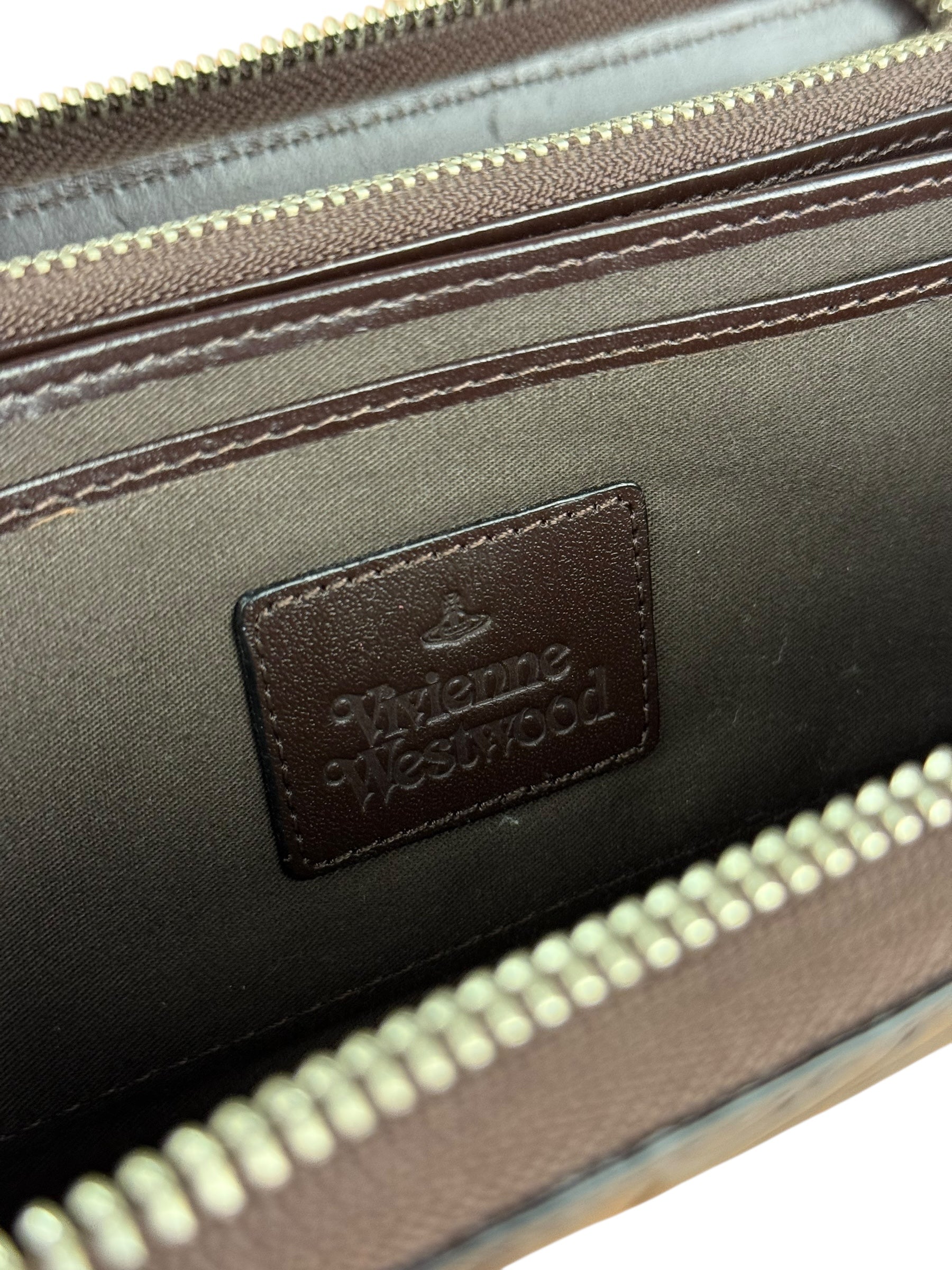 Vivienne Westwood Brown Leather Logo Zippy Wallet