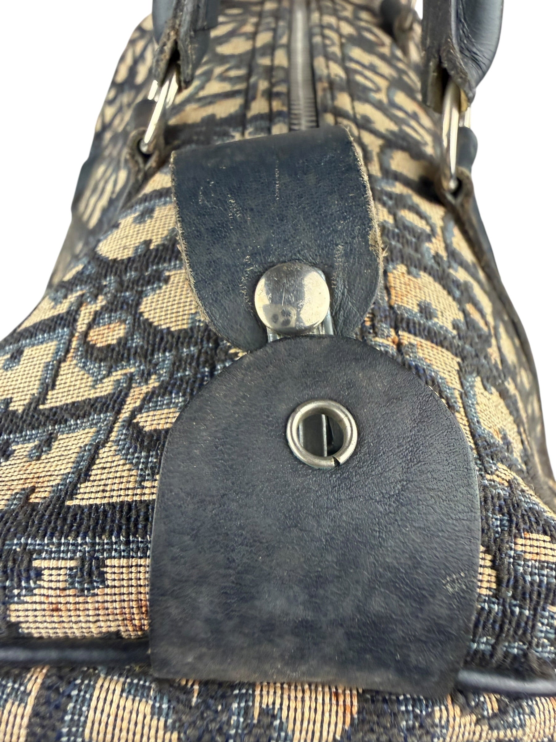 Christian Dior Vintage Canvas Monogram Trotter Oblique Boston Hand Bag