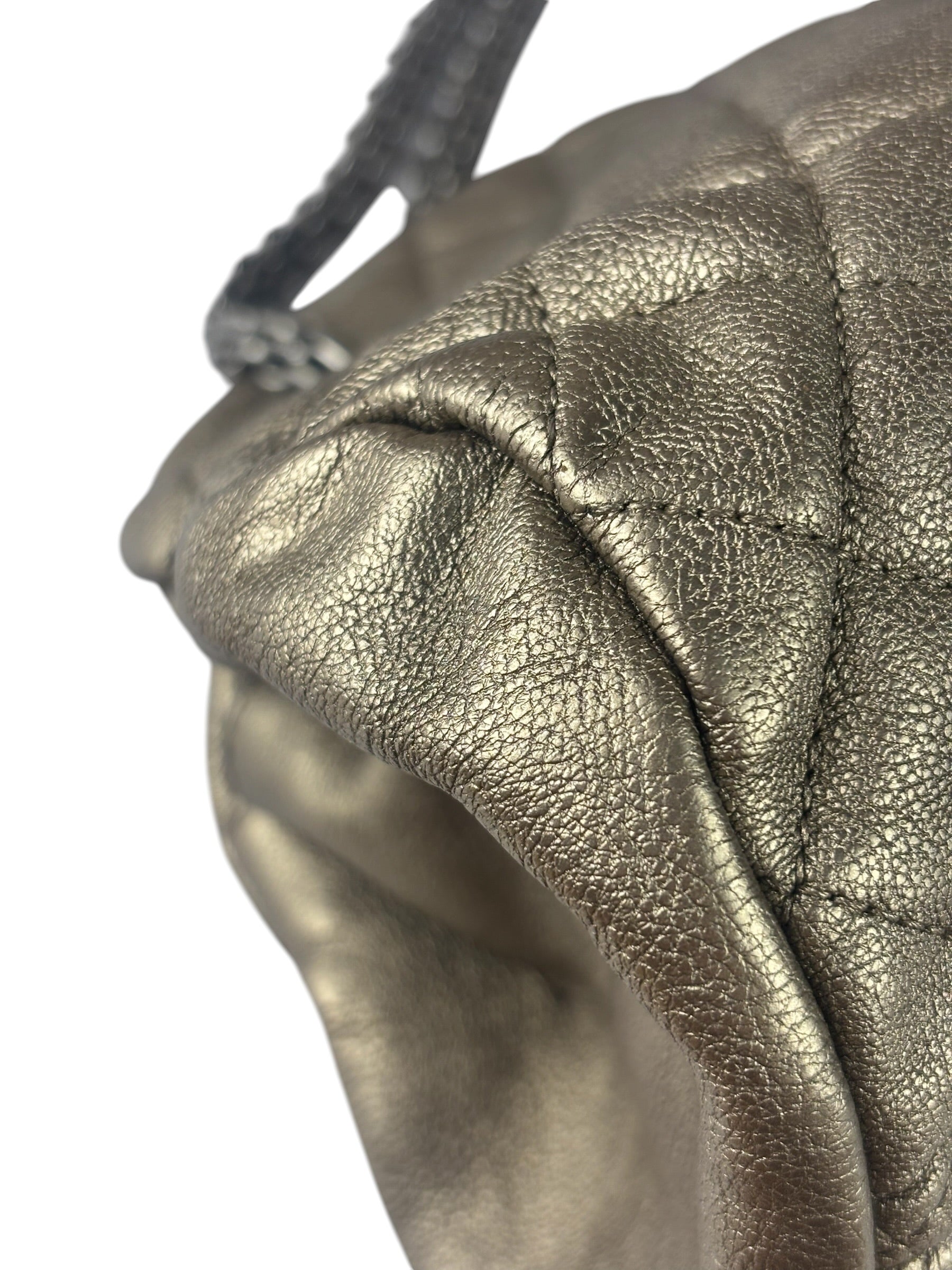 Chanel Metallic Gold Quilted Caviar Just Mademoiselle Bowling Bag 2010