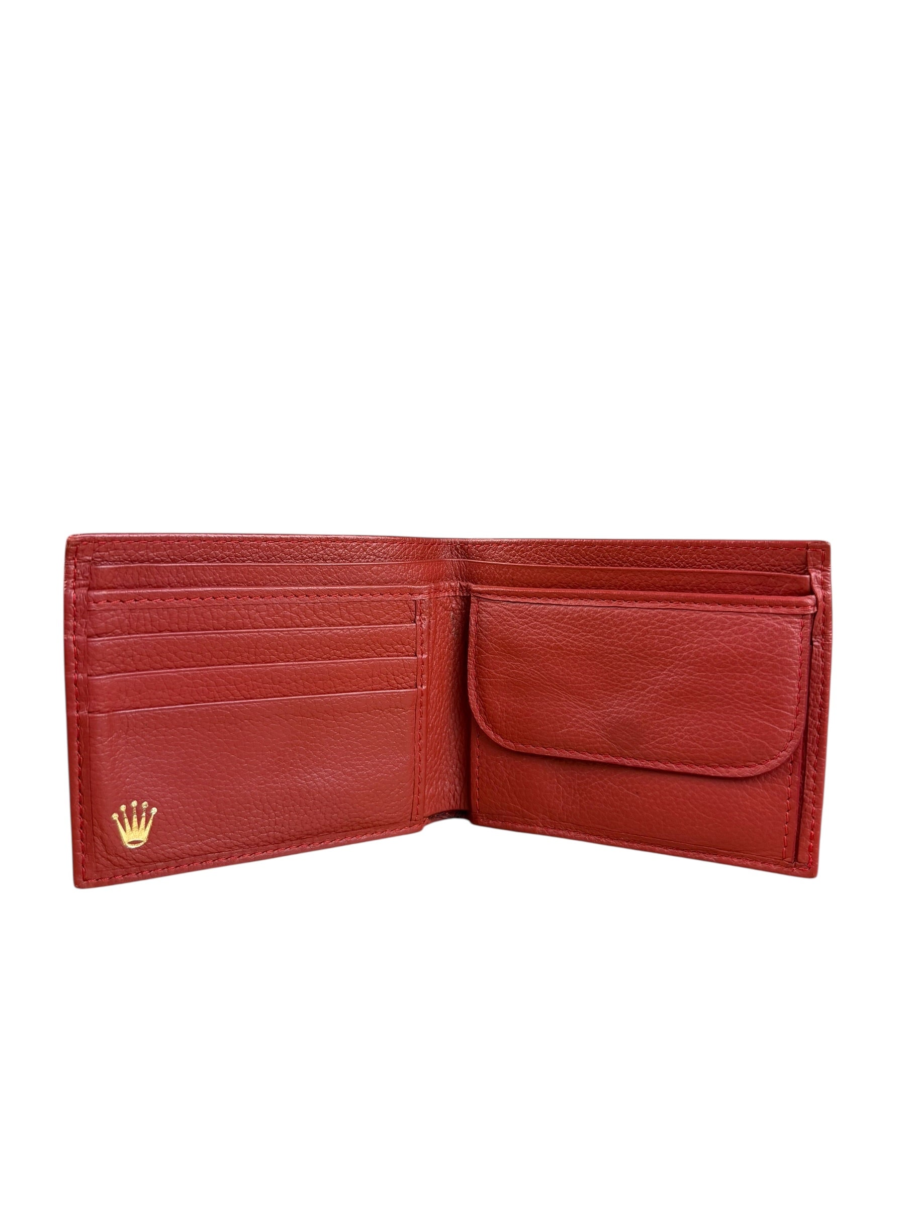 Rolex Red Leather Bifold Wallet