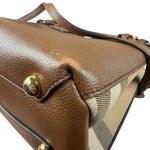 Burberry Brown Leather & House Check Small Banner