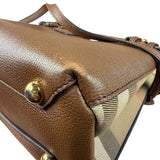 Burberry Brown Leather & House Check Small Banner