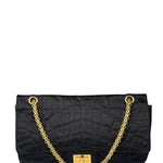 Chanel Black Matelasse Silk Double Flap Bag 2006