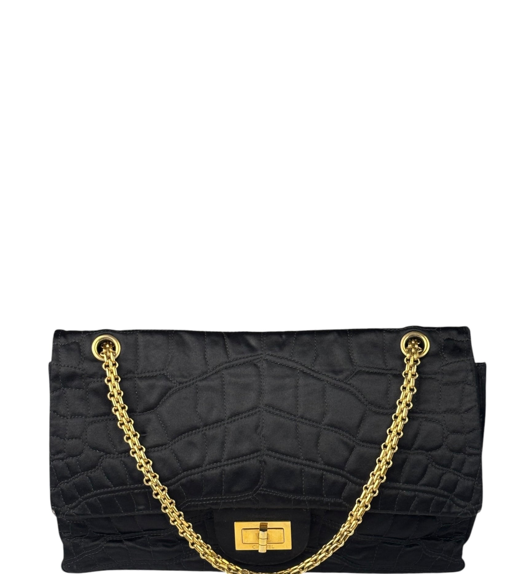 Chanel Black Matelasse Silk Double Flap Bag 2006