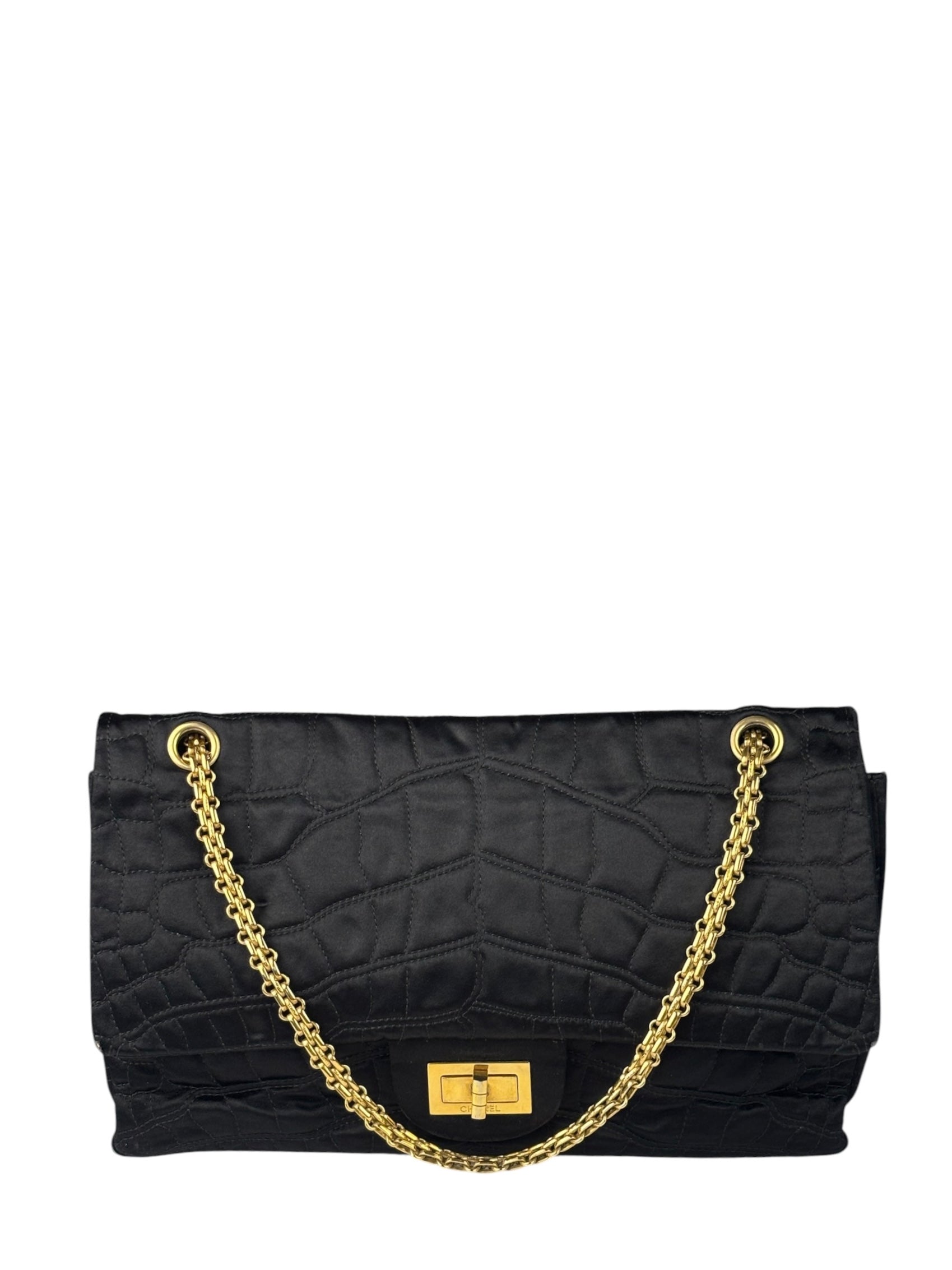 Chanel Black Matelasse Silk Double Flap Bag 2006