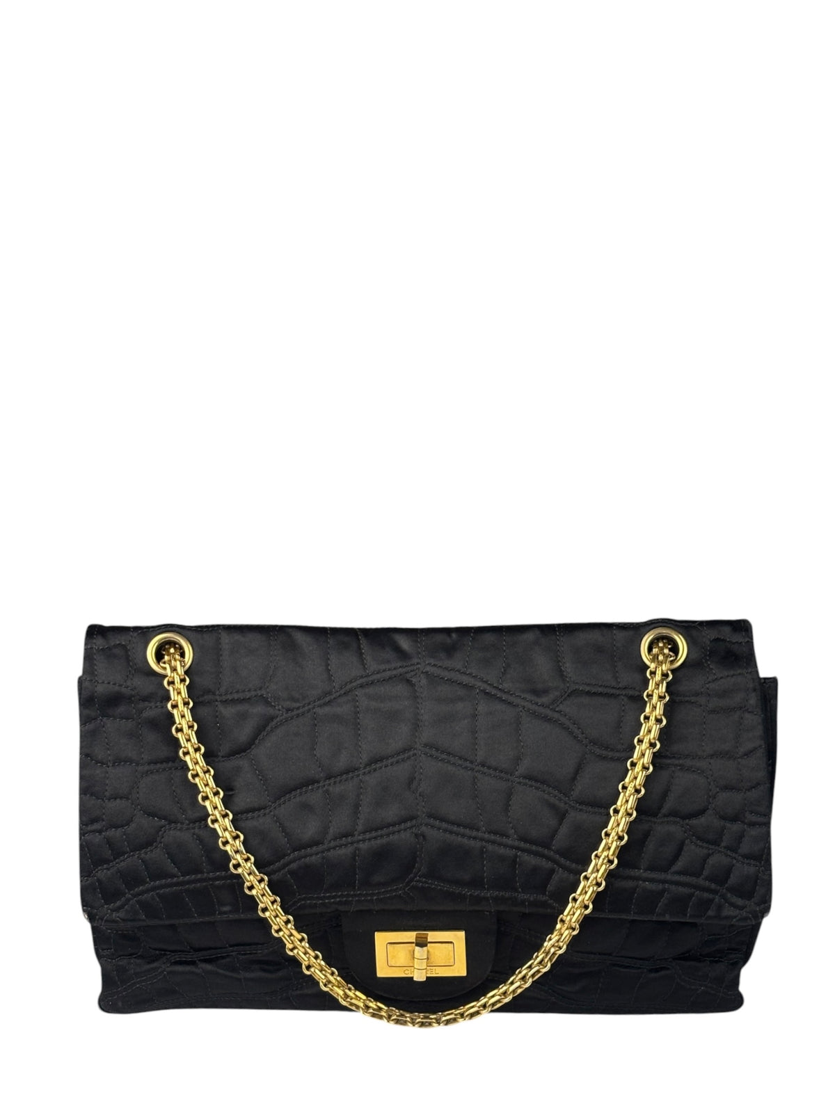 Chanel Black Matelasse Silk Double Flap Bag 2006