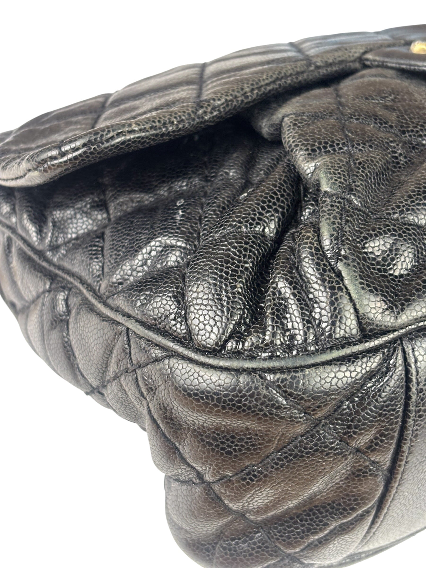 Chanel Black Caviar Quilted Coco Pleats Flap Two-Way Bag 2012
