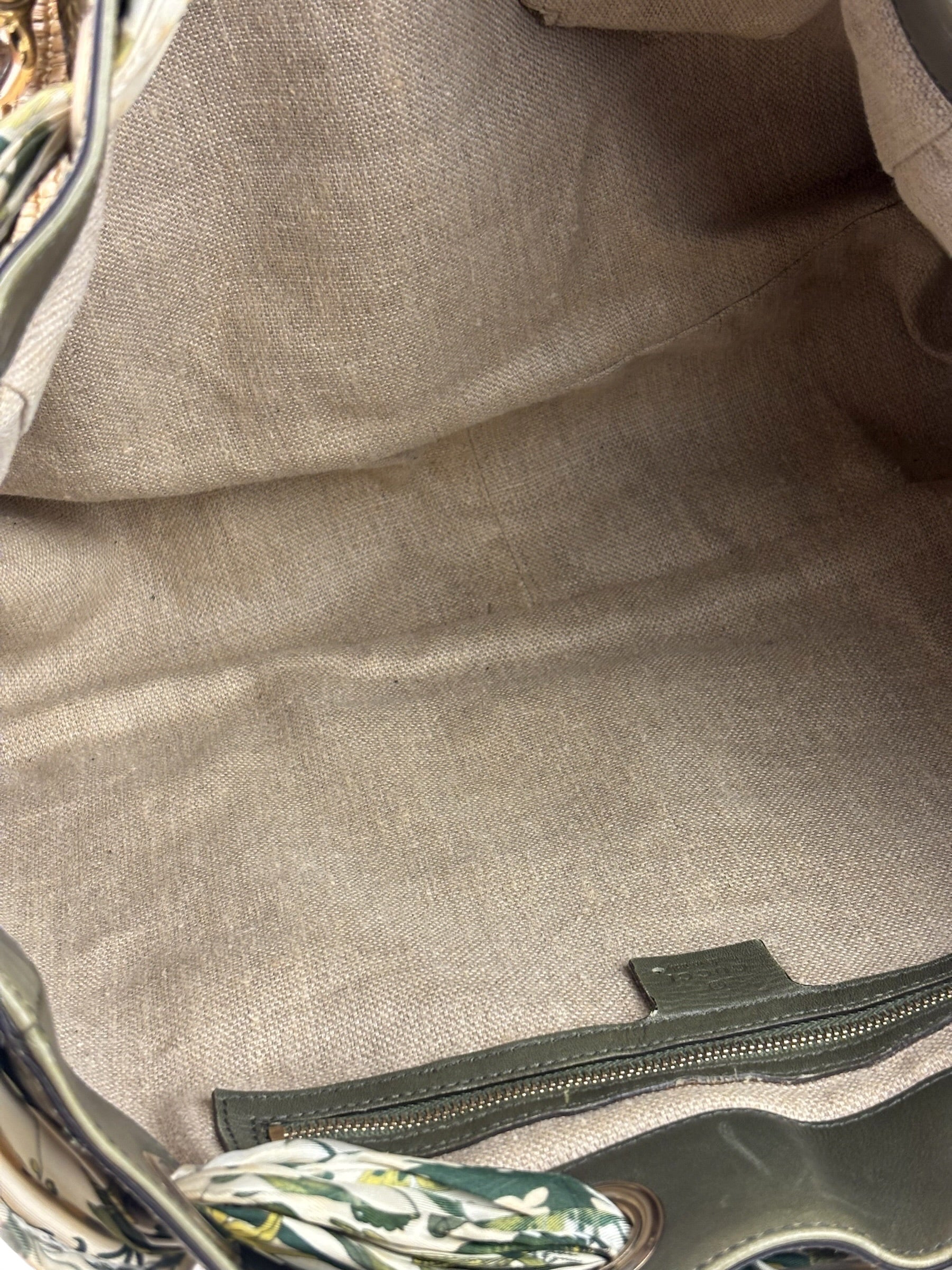 Gucci Brown Snakeskin Trim Large Raffia Positano Tote