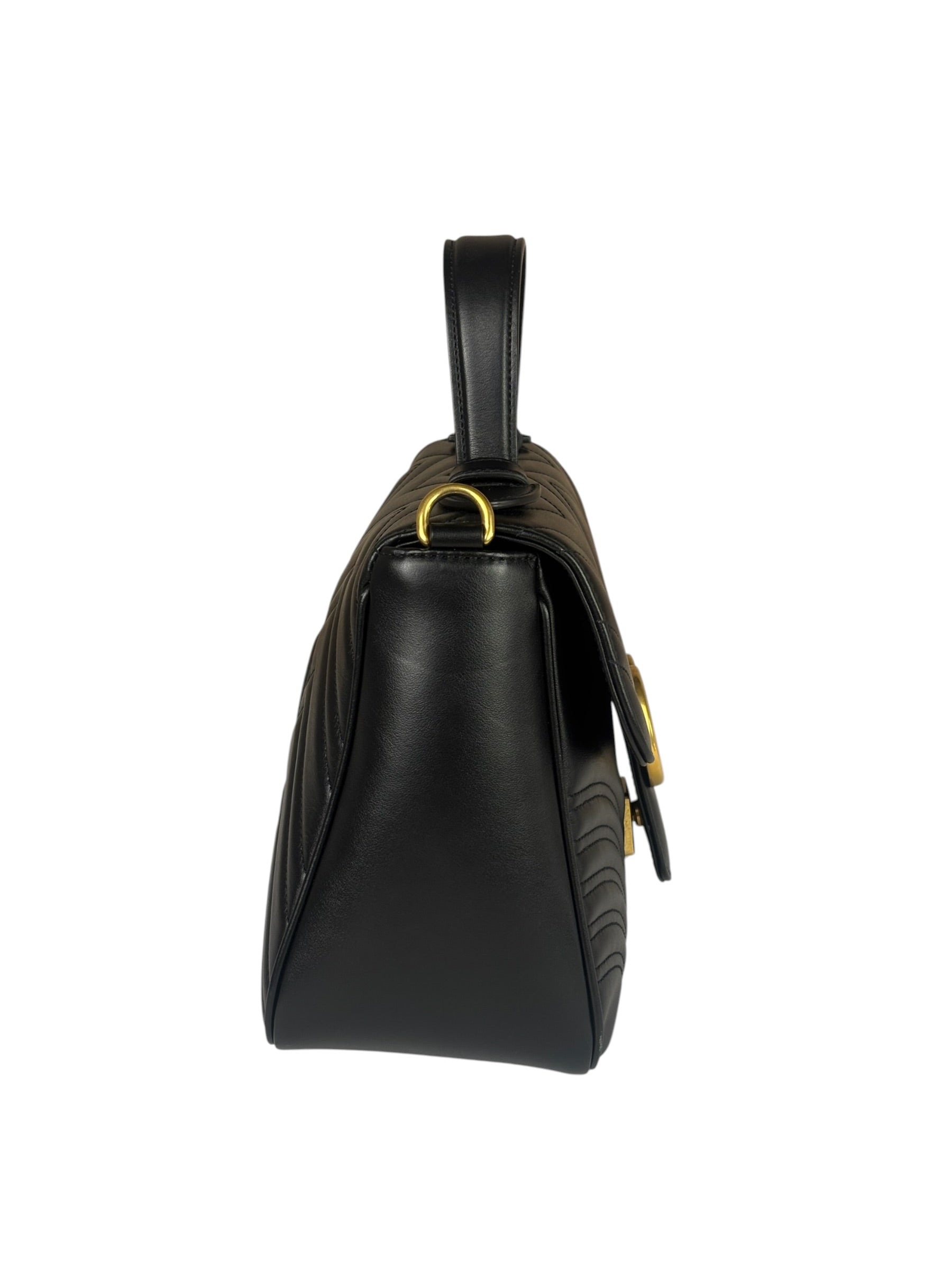 Gucci Black Leather Marmont Medium Shoulder Bag