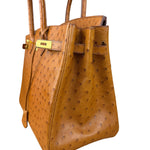 Hermes Birkin 35 Ostrich Leather Handbag Gold Hardware