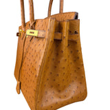 Hermes Birkin 35 Ostrich Leather Handbag Gold Hardware