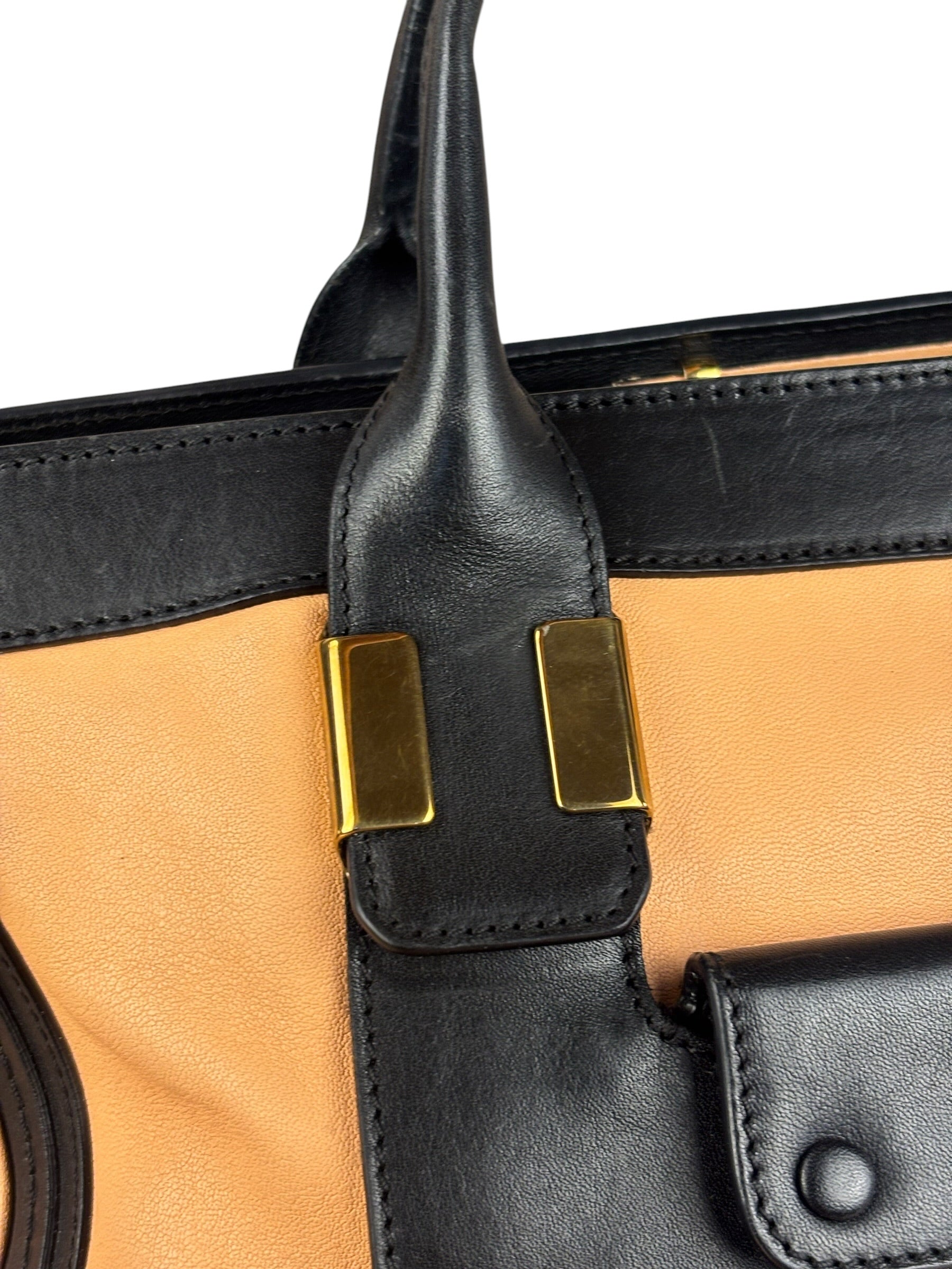 Chloe Nude Pink/Black Alice Satchel Shoulder Bag