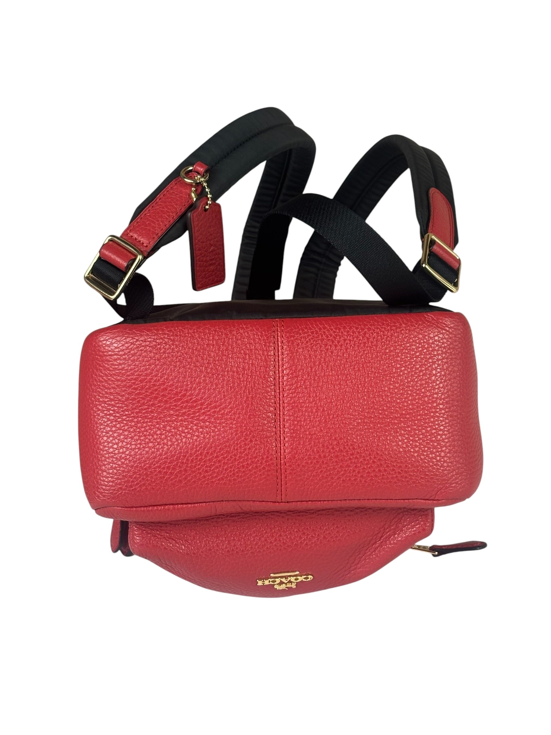 Coach Red Pebbled Mini Charlie Backpack