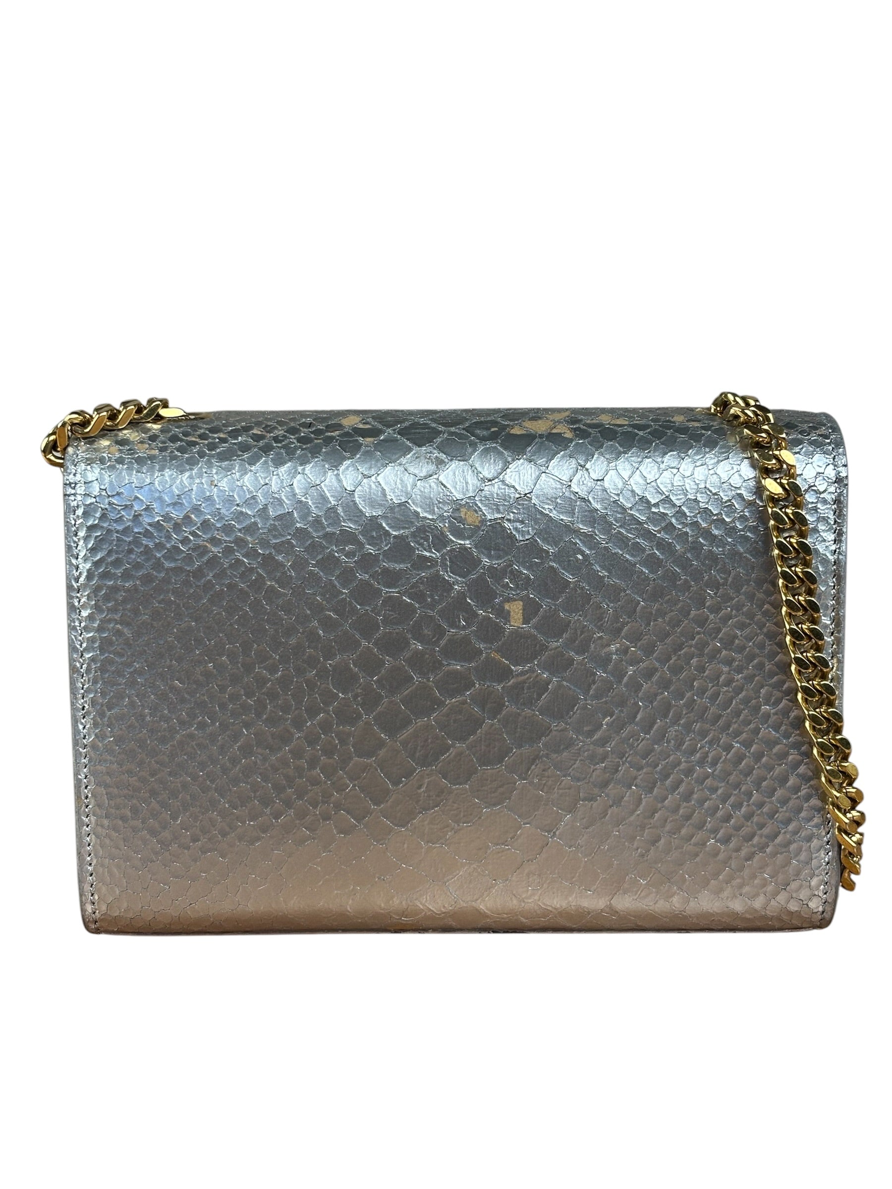 Yves Saint Laurent Metallic Silver Leather Kate Small Tassel Shoulder Bag