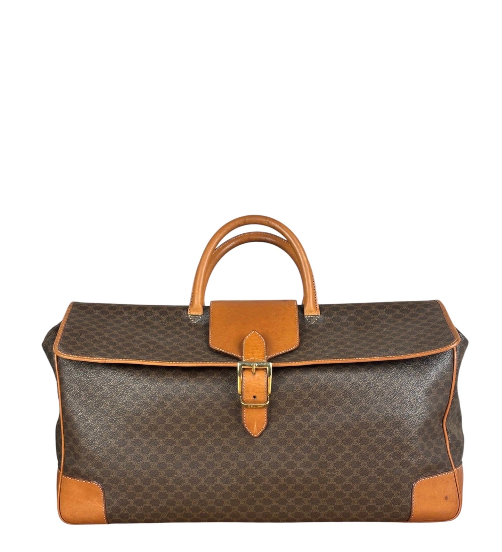 Celine Vintage Macadam Coated Canvas Weekender Travel Bag