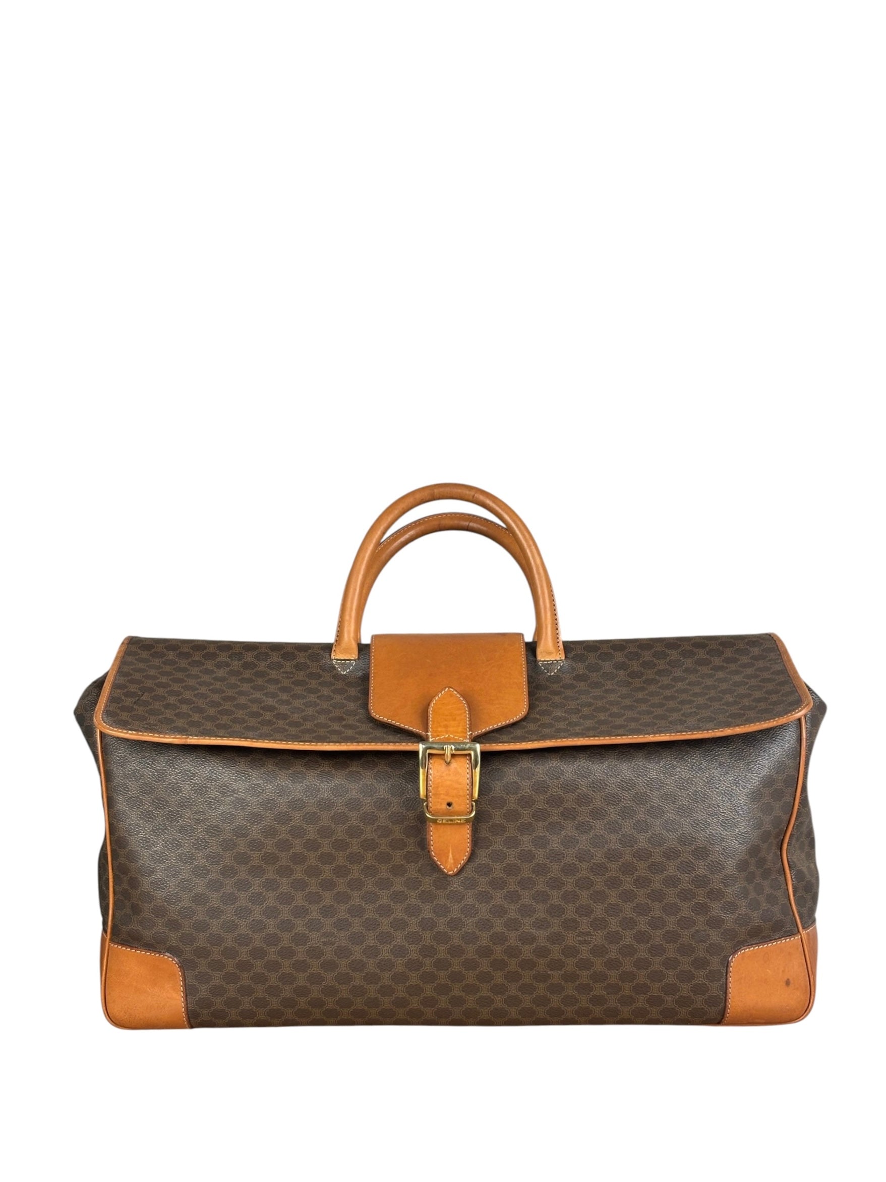 Celine Vintage Macadam Coated Canvas Weekender Travel Bag