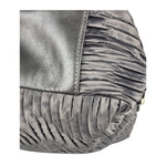 Coach Vintage Metallic Grey Leather Ashley Gathered Sateen Satchel Shoulder Bag