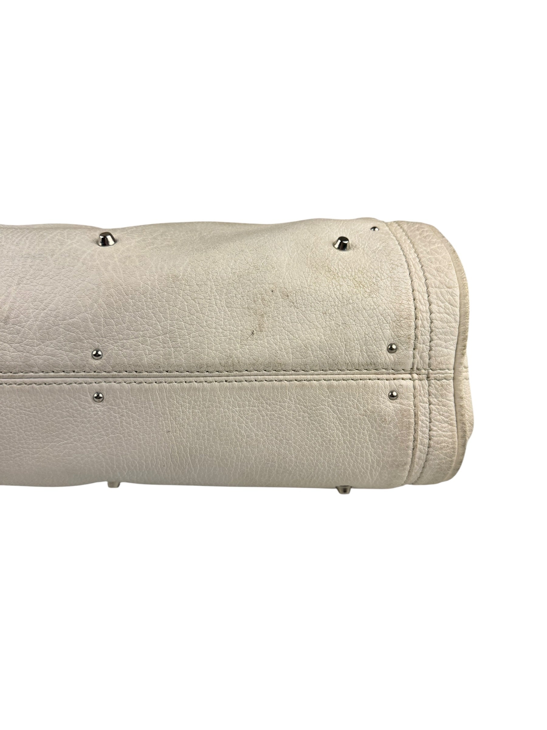 Chloé White Leather Paddington Handbag (Repainted)