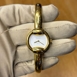 Gucci Gold Plated White Dial Bangle Bracelet