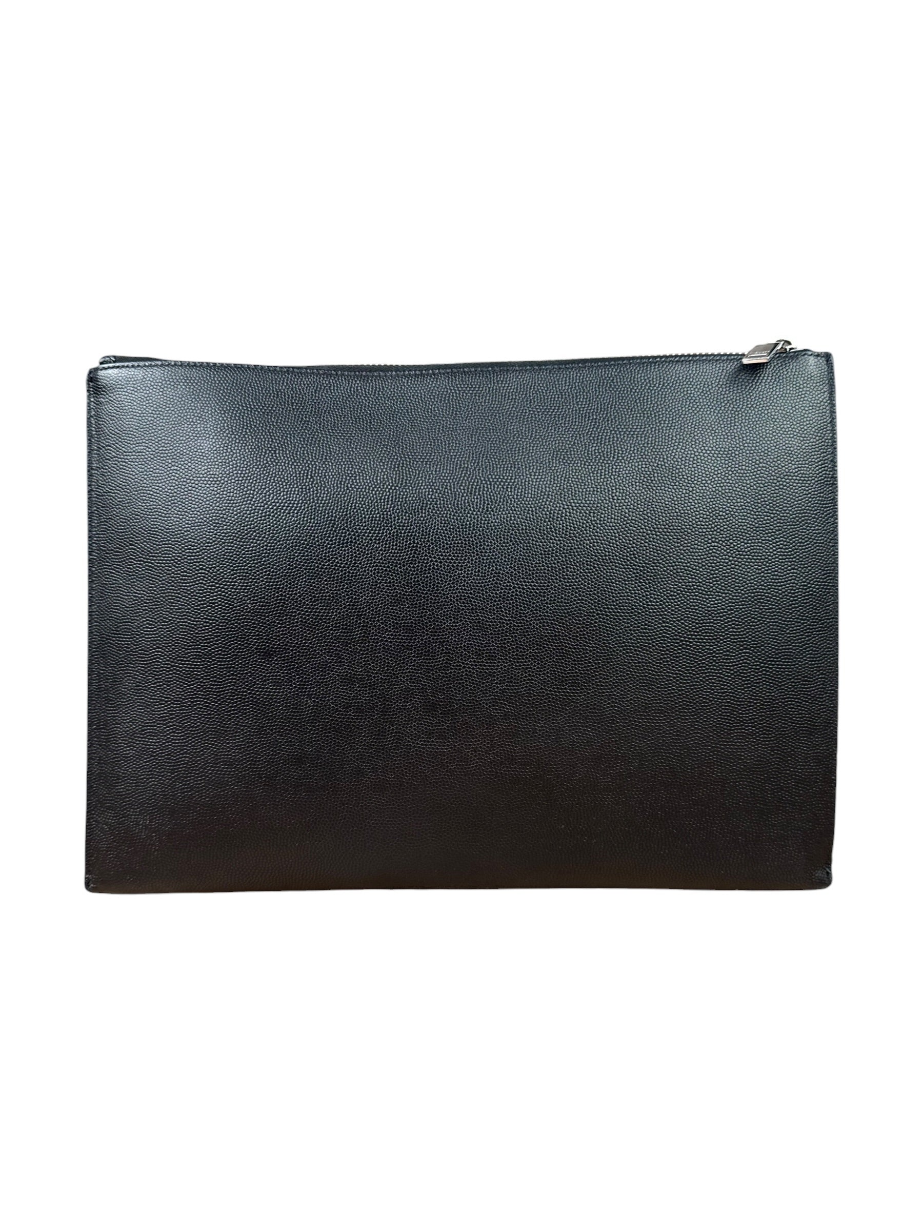 Yves Saint Laurent Black Grain De Poudre Zipped Tablet Holder