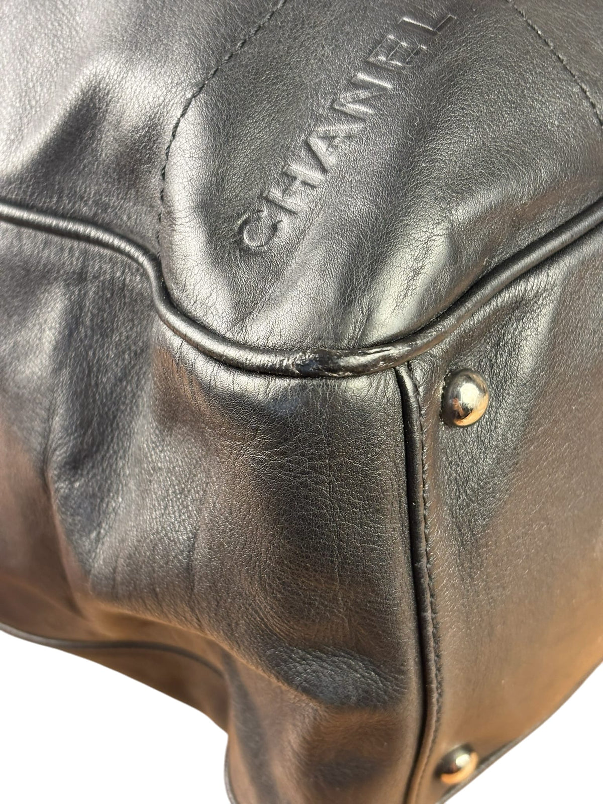 Chanel Black Lambskin Boston Chocolate Bar Bag