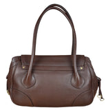 Prada Rich Brown Vitello Daino Sound Lock Satchel Shoulder Bag