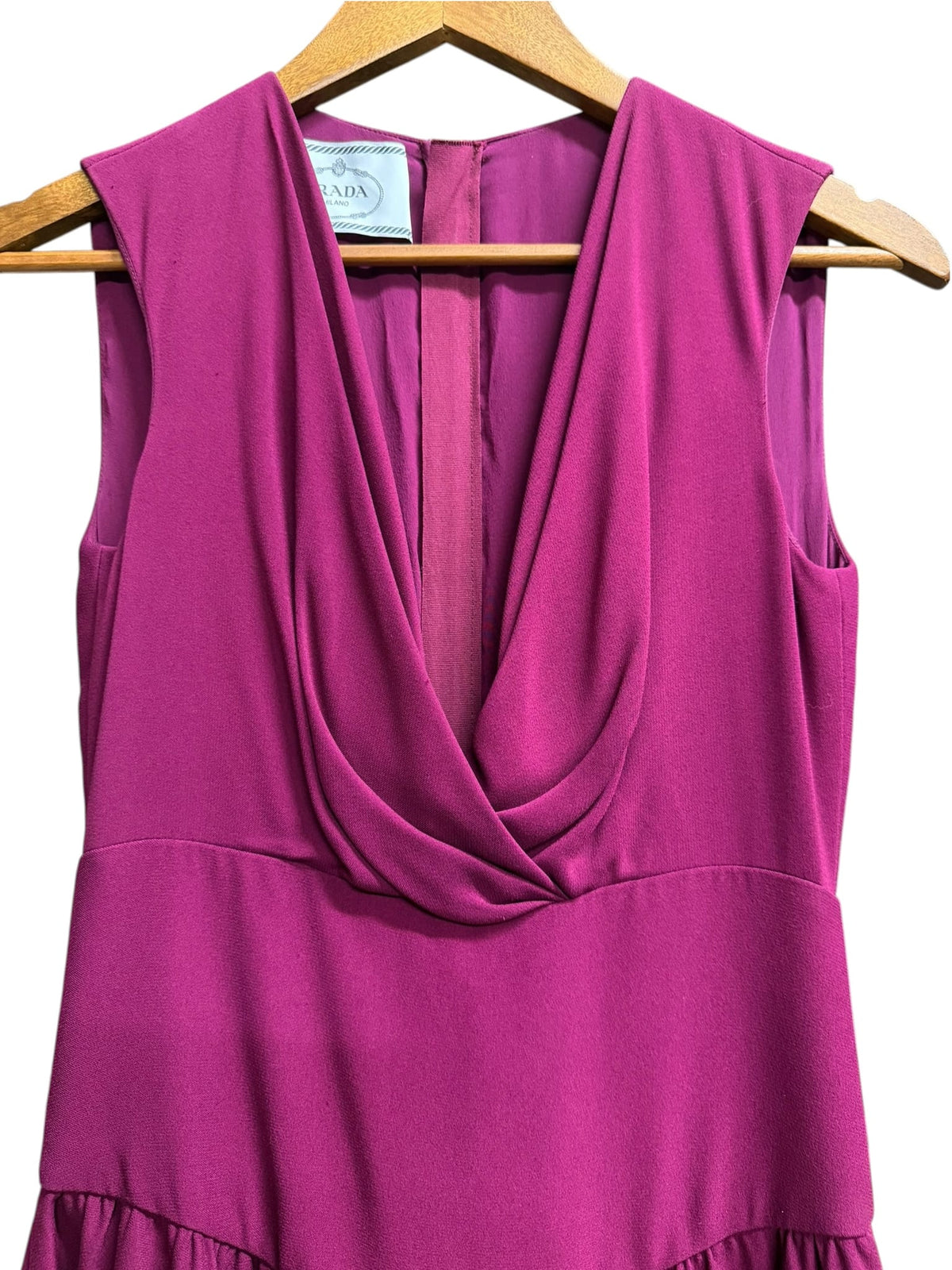 Prada Draped Flare Knee-Length Purple Dress