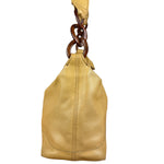 Chanel CC Vintage Beige Leather Caviar Wood Chain Hobo Bag