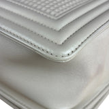 Chanel White Leather Cube Boy Bag 2014