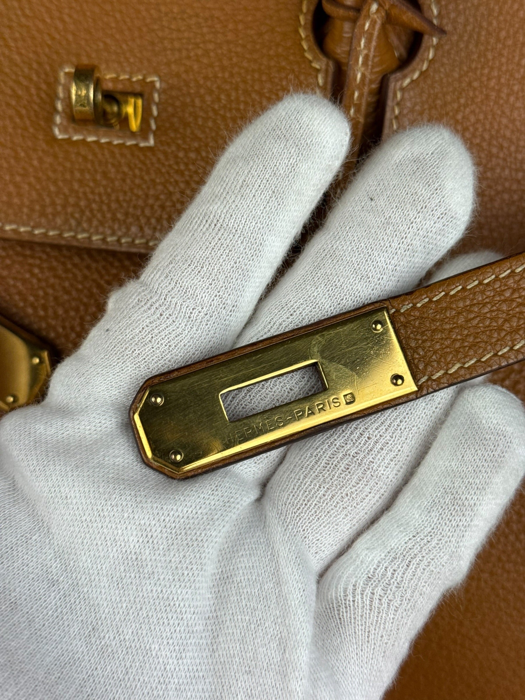 Hermes Birkin 35 Gold Brown Togo Leather Handbag 2001