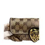 Gucci Brown Patent Leather GG Crystal Babouska Hysteria Pochette