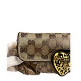 Gucci Brown Patent Leather GG Crystal Babouska Hysteria Pochette