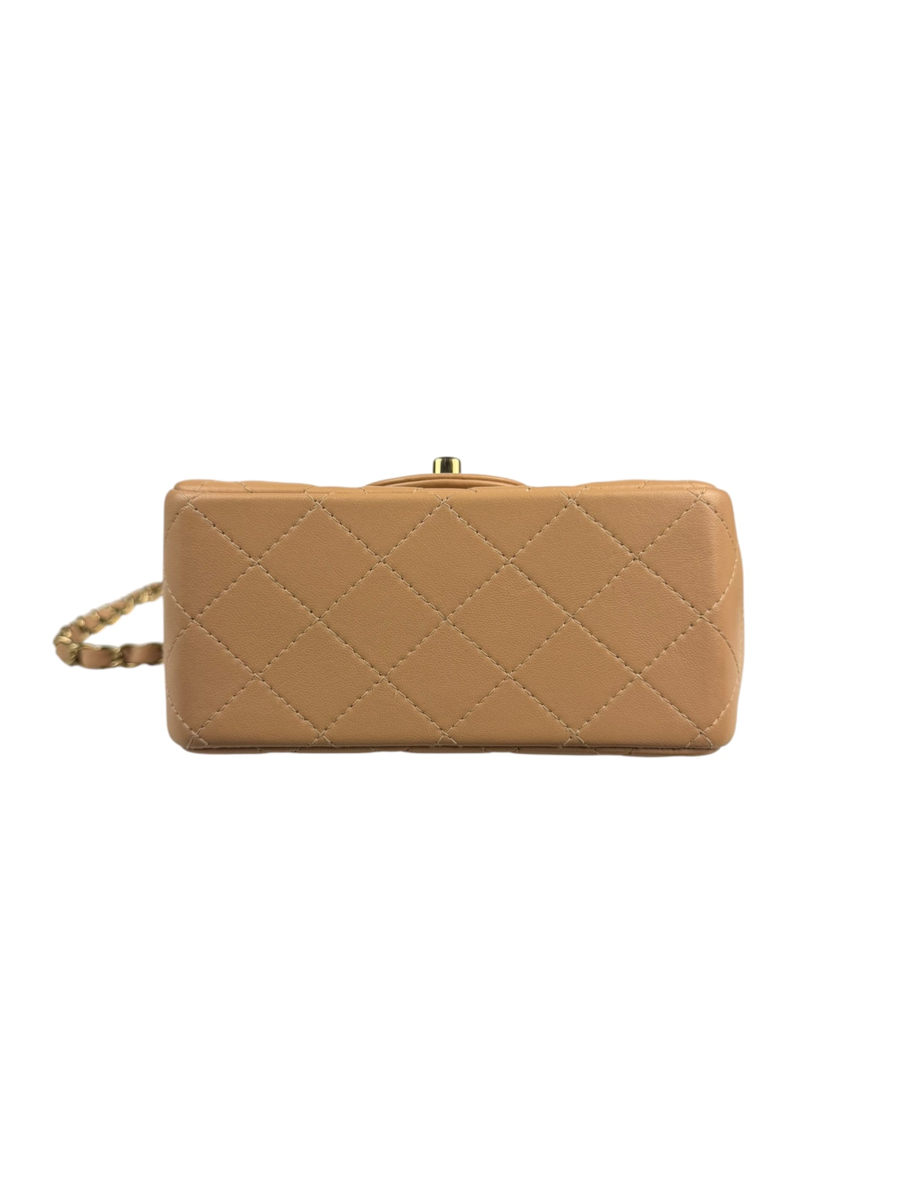 Chanel Beige Quilted Lambskin Mini Flap Bag 2023