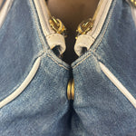 Prada Denim White Leather Trim Saffiano Handbag